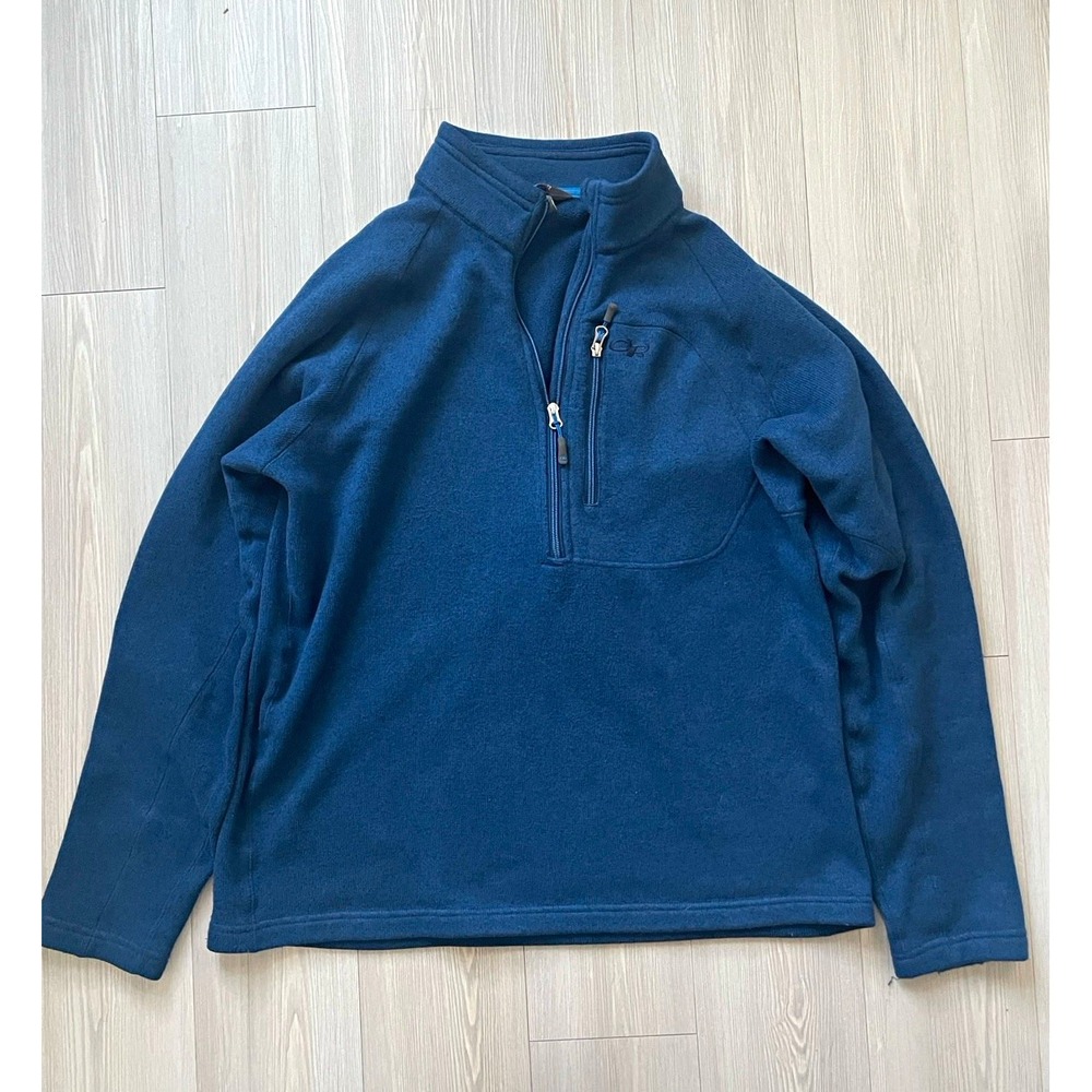 Outdoor Research Men's Blue Fleece 1/4 Zip Mock Neck Pullover Sweater Sz XL Fall